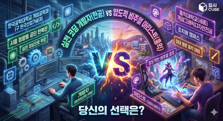 한국공학대(산기대) 게임공학 vs 홍익대(세종) 게임그래픽, '코딩으로 세계를 짓는 건축가'냐 '비주얼로 혼을 불어넣는 아티스 트'냐?