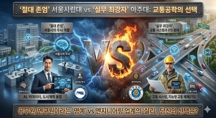 서울시립대 교통공학 vs 아주대 교통시스템, '서울시를 설계 하는 관료'냐 '도로 위를 지배하는 엔지니어'냐?