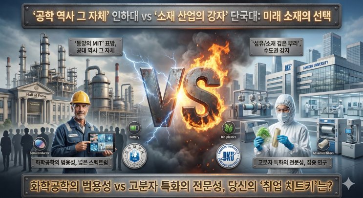인하대 고분자공학 vs 단국대 고분자공학, '공대 명가의 자 존심'이냐 '알짜배기 특성화'냐?