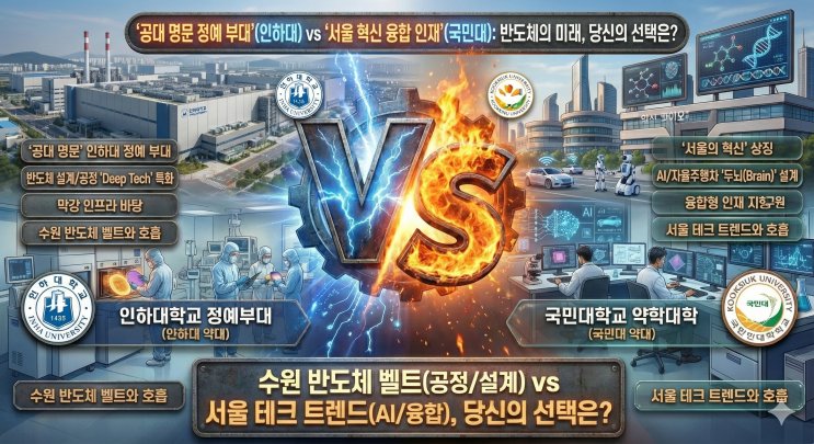 인하대 반도체시스템공학과 vs 국민대 지능형반도체융합전 자전공, '공학 명가의 깊이'냐 'AI 융합의 미래'냐?