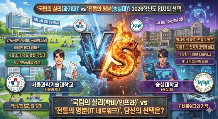 서울과기대 인공지능응용 vs 숭실대 AI융합, '국립의 가성비 와 쾌적함'이냐 'IT 종가(??)의 자존심'이냐?