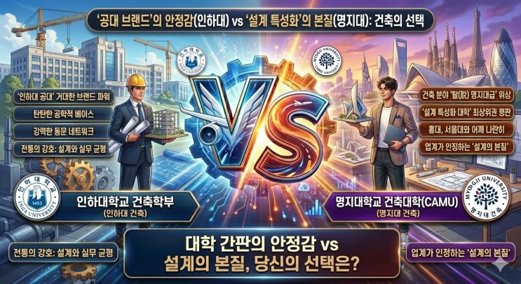 인하대 건축학부 vs 명지대 건축학부, '공대 명문의 든든 함'이냐 '설계 분야의 독보적 위상'이냐?