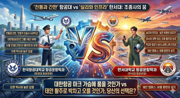 한국항공대 항공운항학과 vs 한서대 항공운항학과, '파일럿 의 엘리트 코스'냐 '압도적 인프라의 실전'이냐?