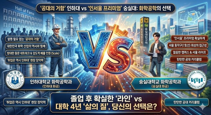 인하대 화학공학 vs 숭실대 화학공학, '공대 명가의 저력'이 냐 '서울 캠퍼스의 실리'냐?
