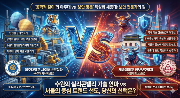 아주대 사이버보안 vs 세종대 정보보호, '공학 베이스의 정 통파'냐 'SW 특성화의 선두주자'냐?