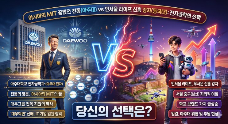 아주대 전자공학 vs 동국대 전자전기공학부, '대우학번의 유 산'이냐 '남산의 프리미엄'이냐?