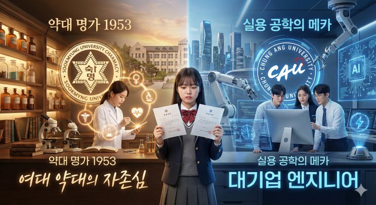 숙명여대 약학부 vs 중앙대 공과대학(상위), '여대 약대'의 자존심이냐 '공학'의 비전이냐?