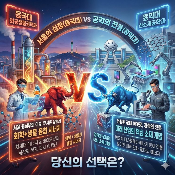 동국대 화공생물 vs 홍익대 신소재, '서울의 심장'이냐 '공 학의 전통'이냐?