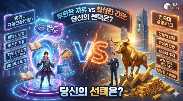 홍익대 자율전공(인문) vs 건국대 경영학과, '무한한 자 유'냐 '확실한 간판'이냐?