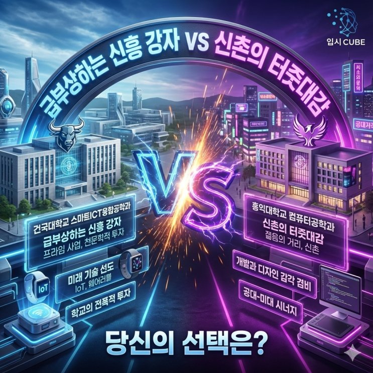 건국대 스마트ICT융합 vs 홍익대 컴퓨터공학, '뜨는 해'냐 '지지 않는 달'이냐?