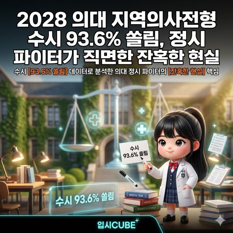 2028 의대 지역의사전형 수시 93.6% 쏠림, 정시파이터가 직면한 잔혹한 현실
