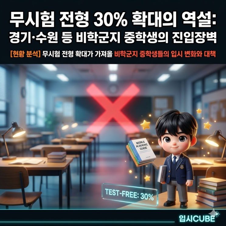 무시험 전형 30% 확대의 역설: 경기·수원 등 비학군지 중학생의 진입장벽
