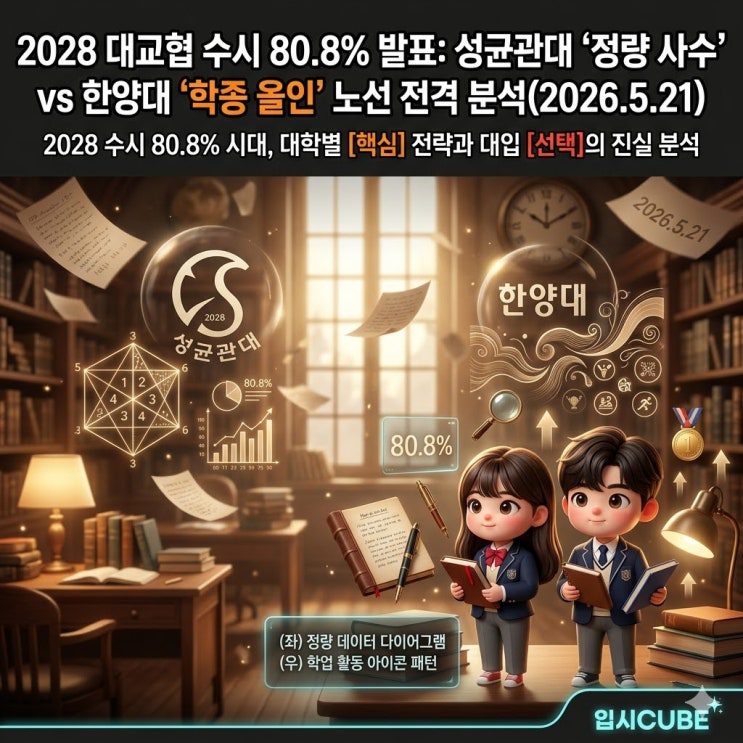 2028 대교협 수시 80.8% 발표: 성균관대 '정량 사수' vs 한양대 '학종 올인' 노선 전격 분석
