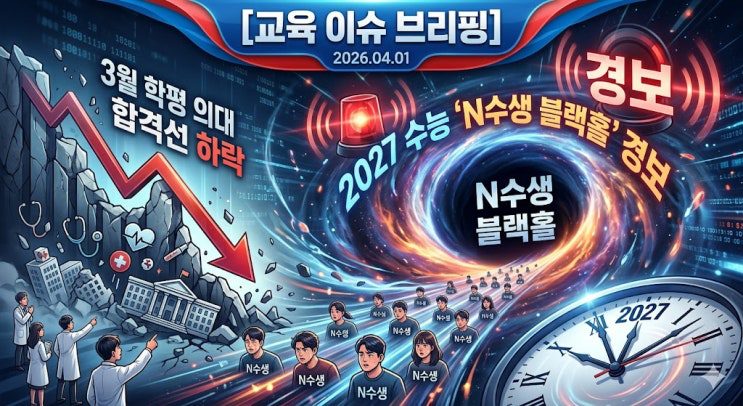 3월 학평 의대 합격선 하락과 2027 수능 'N수생 블랙홀' 경보
