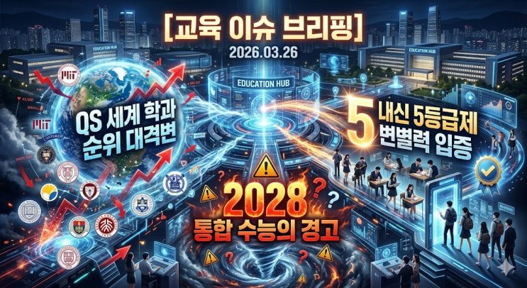 QS 세계 학과 순위 대격변, 내신 5등급제 변별력 입증, 그리고 2028 통합 수능의 경고