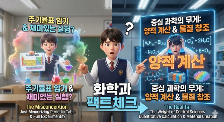 제목: 주기율표 외우면 끝? '양적 계산'에 울고 웃는 '화학과' 입시 로드맵 (화공과와는 다릅니다)