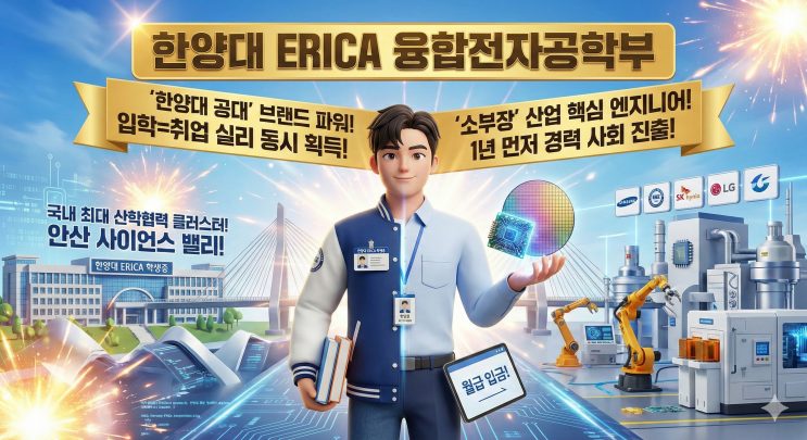 한양대 공대 간판 + 대기업 1차 벤더 취업. '소부장'의 황태자가 되어라. — 한양대 ERICA 융합전자공학부(조기취업형 계약학과)