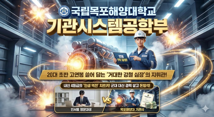 '기름밥 먹는다고 무시마라, 육지 친구 연봉 2배 받는 '엔진 의 신'' -<국립목포해양대학교 기관시스템공학부> 아웃서울 유망학과