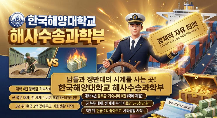 '군대 대신 연봉 6천? 20대에 '억대 자산' 만드는 합법적 치트키' - <한국해양대학교 해사수송과학부> 아웃서울 유망학과
