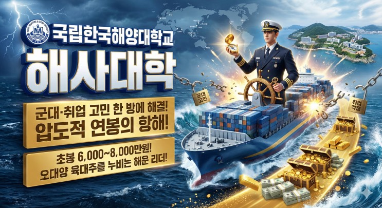 '20대에 억대 연봉? 군대 해결? 바다가 주는 '인생 치트키'를 잡아라' - 국립한국해양대학교 해사대학 (항해융합학부) 아웃서울 유망학과